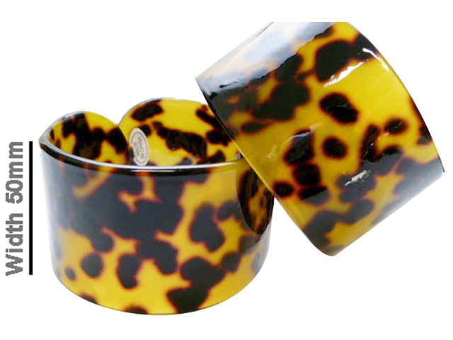 50mm Brown and Black Faux Turtle Shell Bangle Cuff