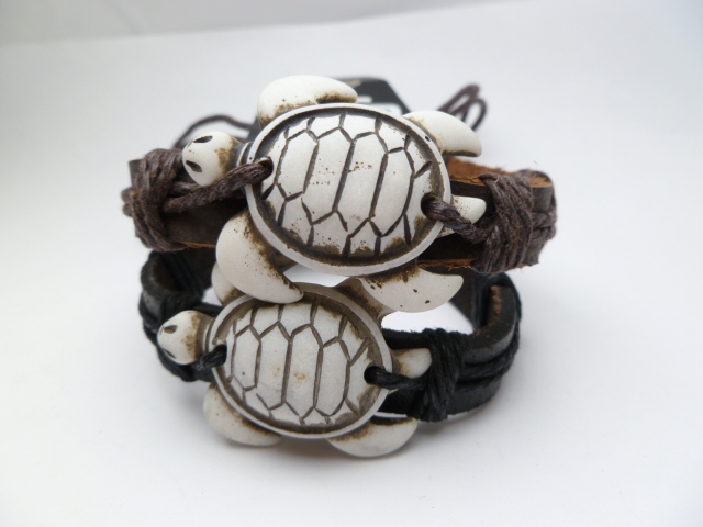 Sea Turtle Genuine Leather ID Bracelet