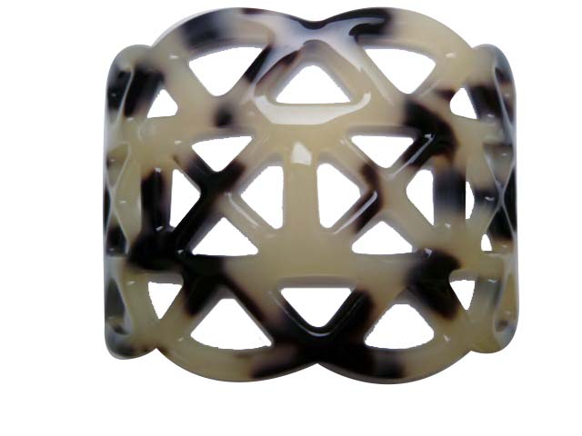 50mm White and Black Faux Turtle Shell Bangle Cuffs