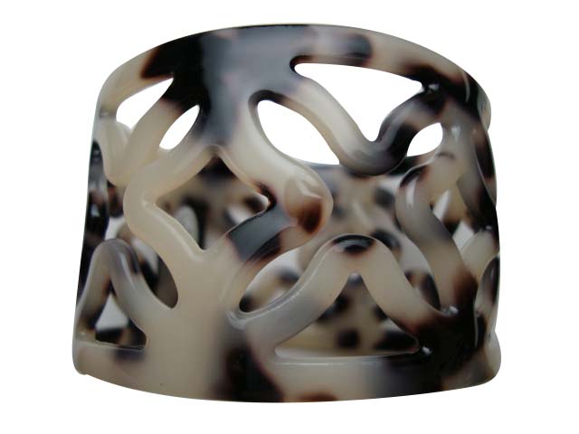 50mm White and Black Faux Turtle Shell Bangle Cuffs