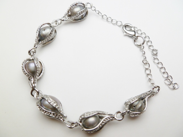 Grey Rice Fresh Water Pearl Bracelet