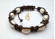 Dark Brown Leather w/ White Fresh Water Pearls Bracelet