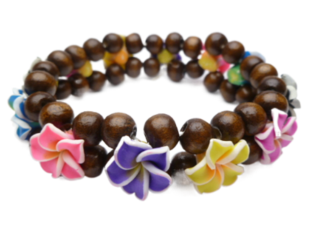 16mm Multi-color Fimo Plumeria Flower Bracelet