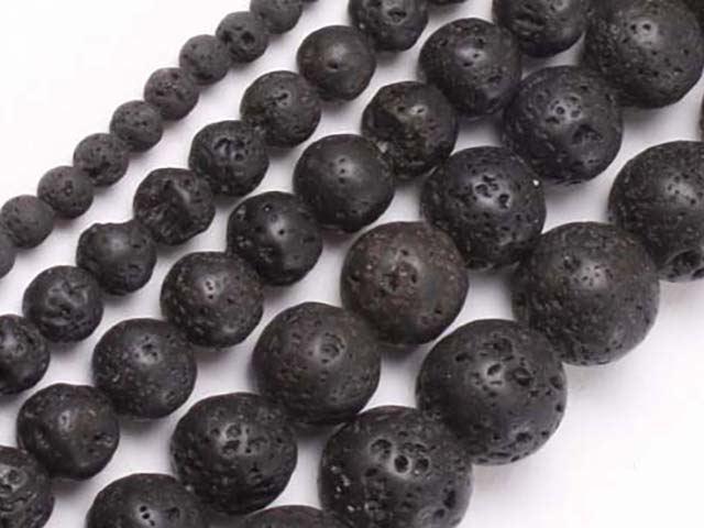 4mm Lava Rock Bead Strand 16" DIY, No Claps, MOQ-10/bag