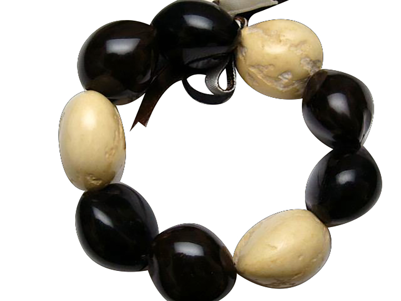 Tri-Color (Black, Brown & White) Kukui Nut Stretchy Bracelet