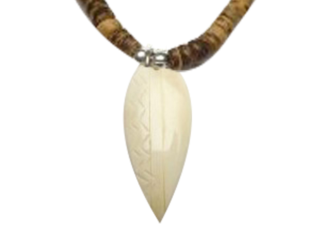 Bone Surfboard w/ 18" Coconut Beads Necklace