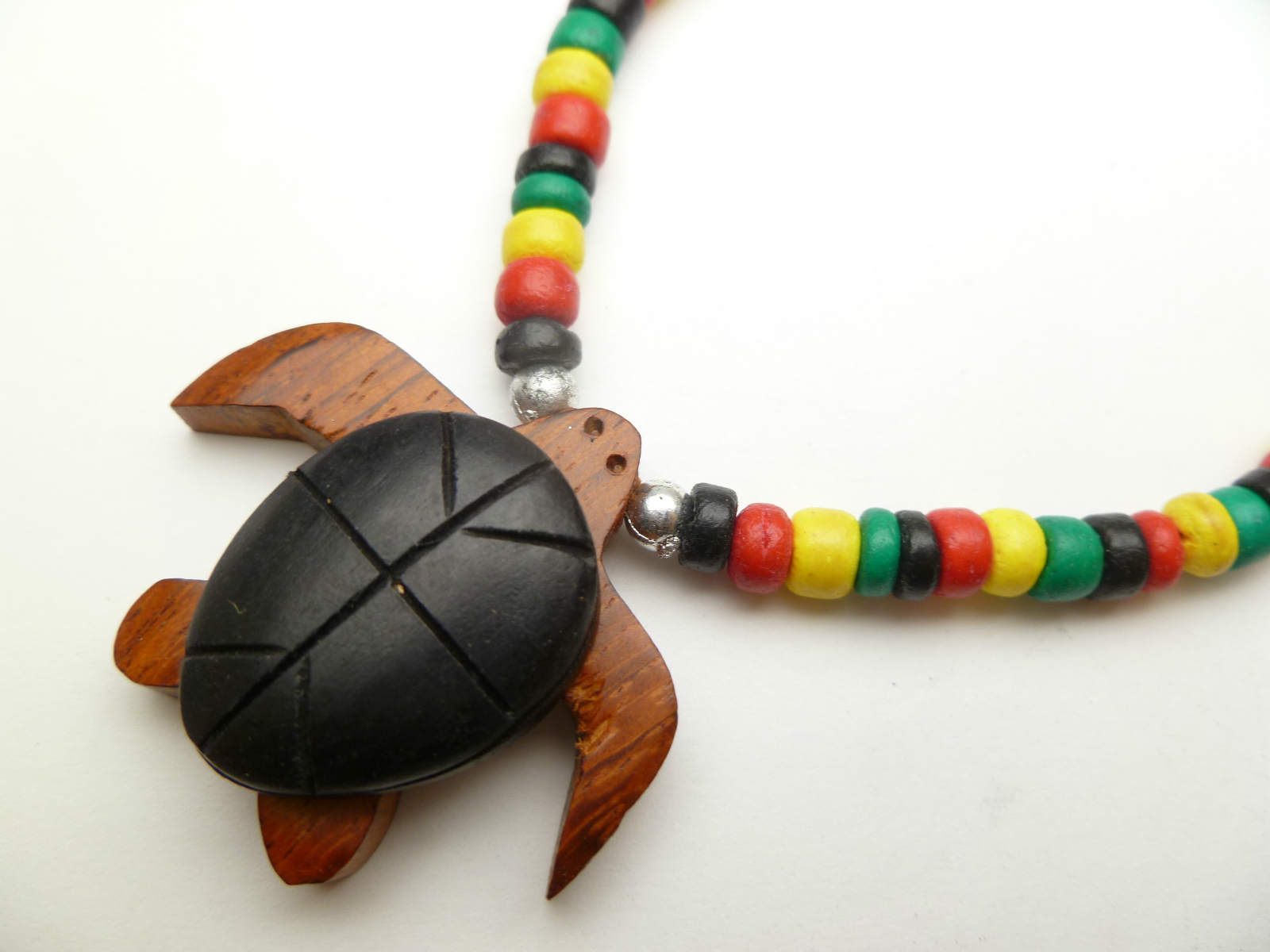 Wood Turtle w/ 18" Coconut Beads Necklace