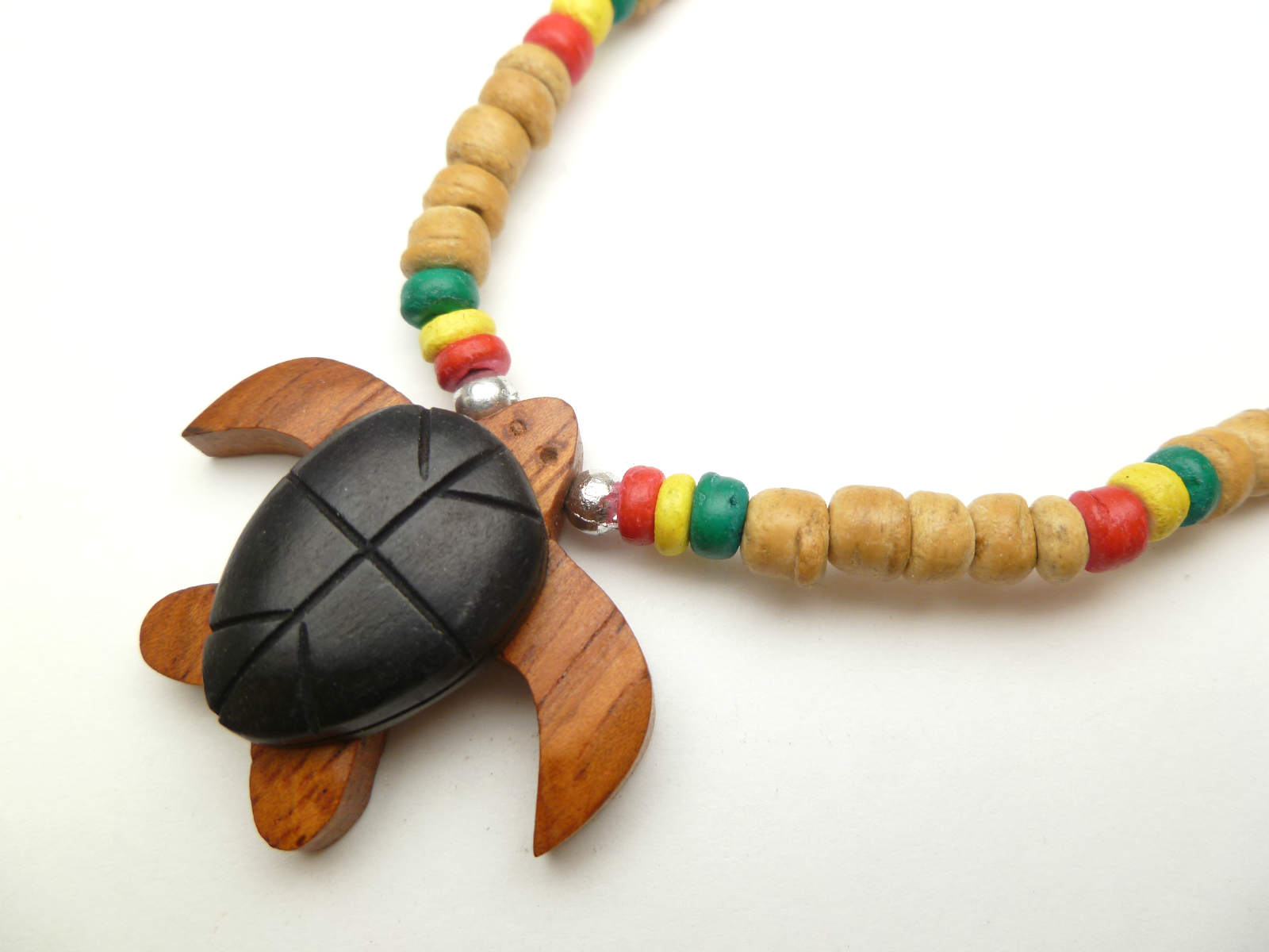 Wood Turtle w/ 18" Coconut Beads Necklace