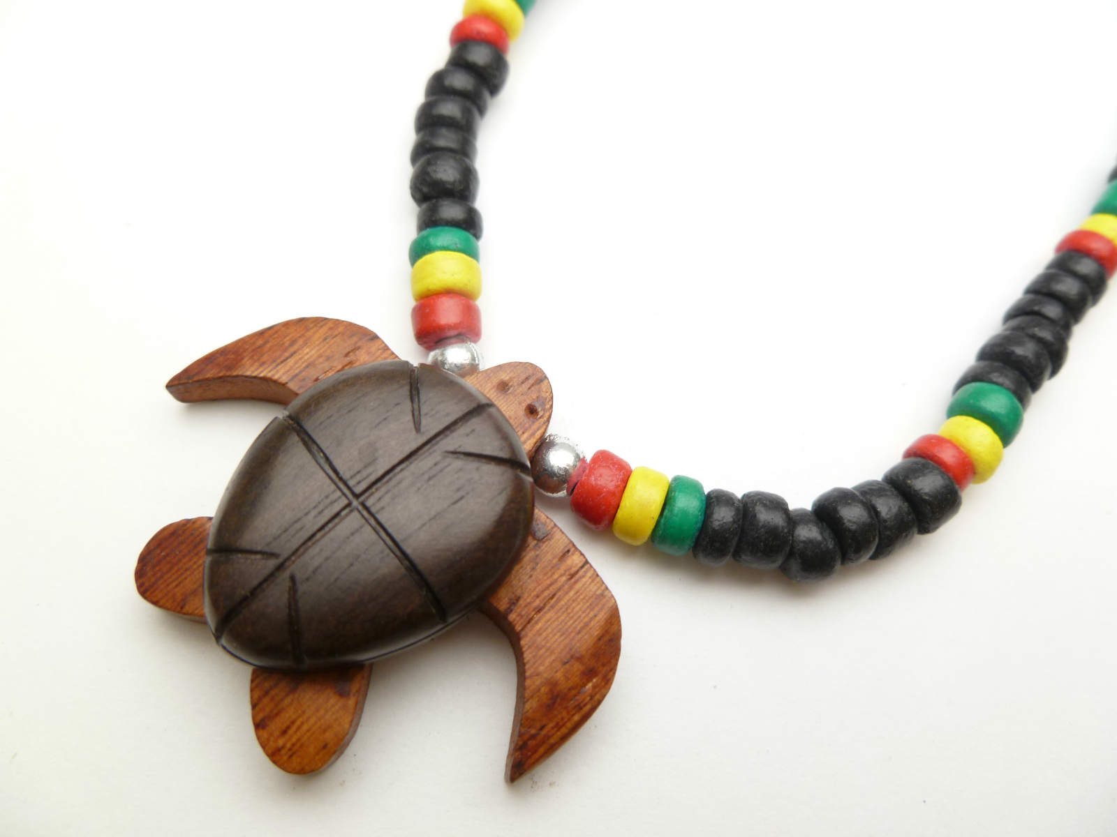 Wood Turtle w/ 18" Coconut Beads Necklace