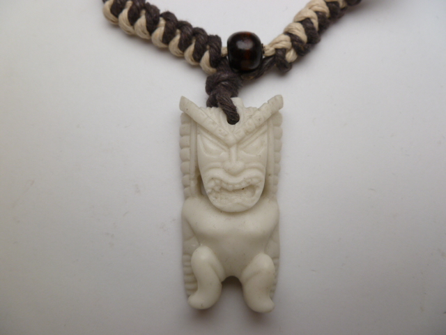 Buffalo Bone Powder White Tiki w/ Adjustable cord