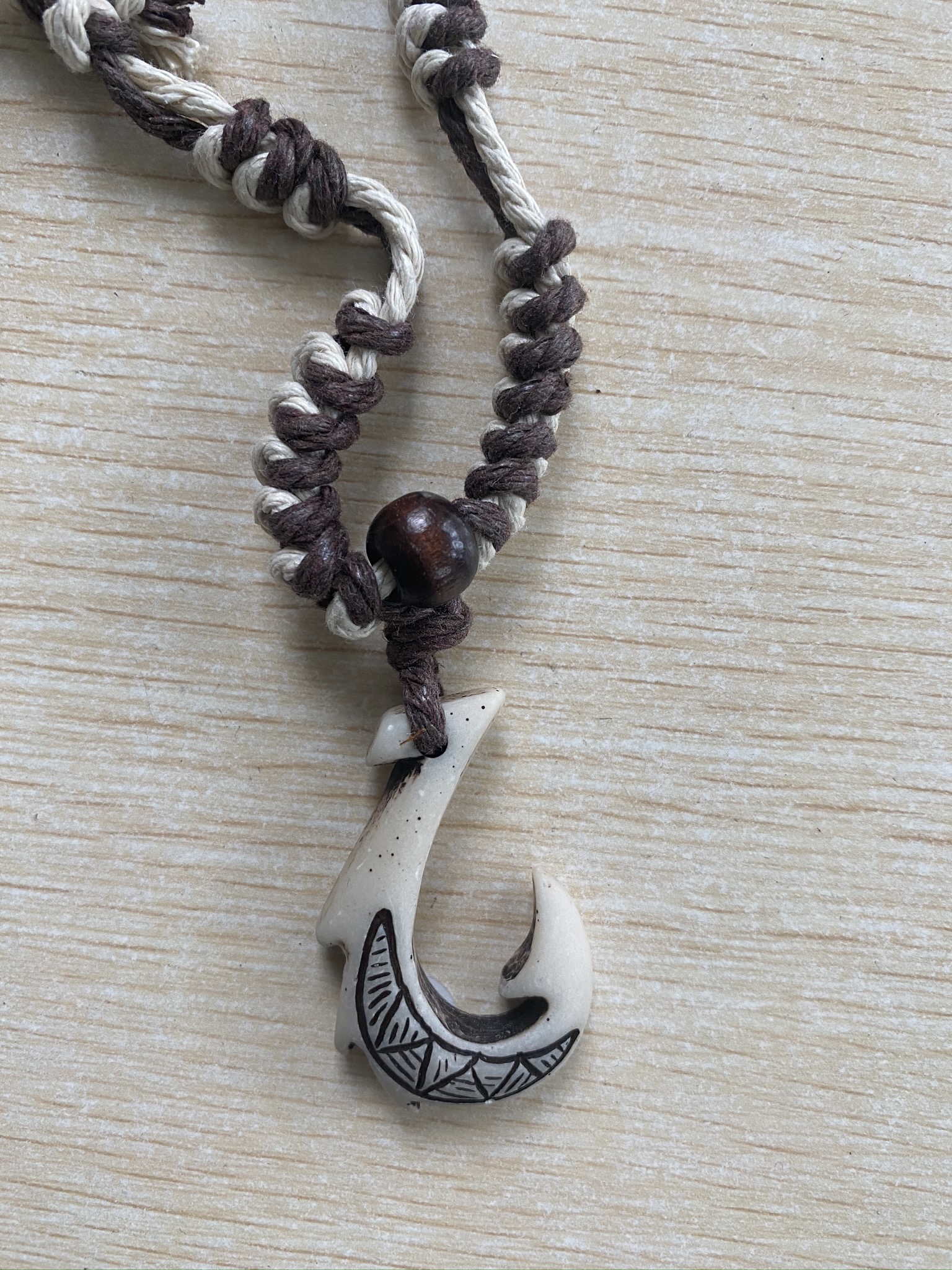 Buffalo Bone Powder Pendant w/ Adjustable Cord