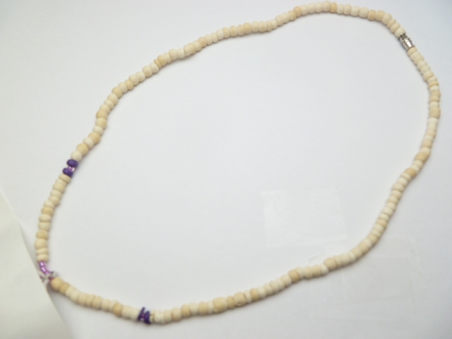 18" Purple & Cream 2-3mm Coco Bead Necklace