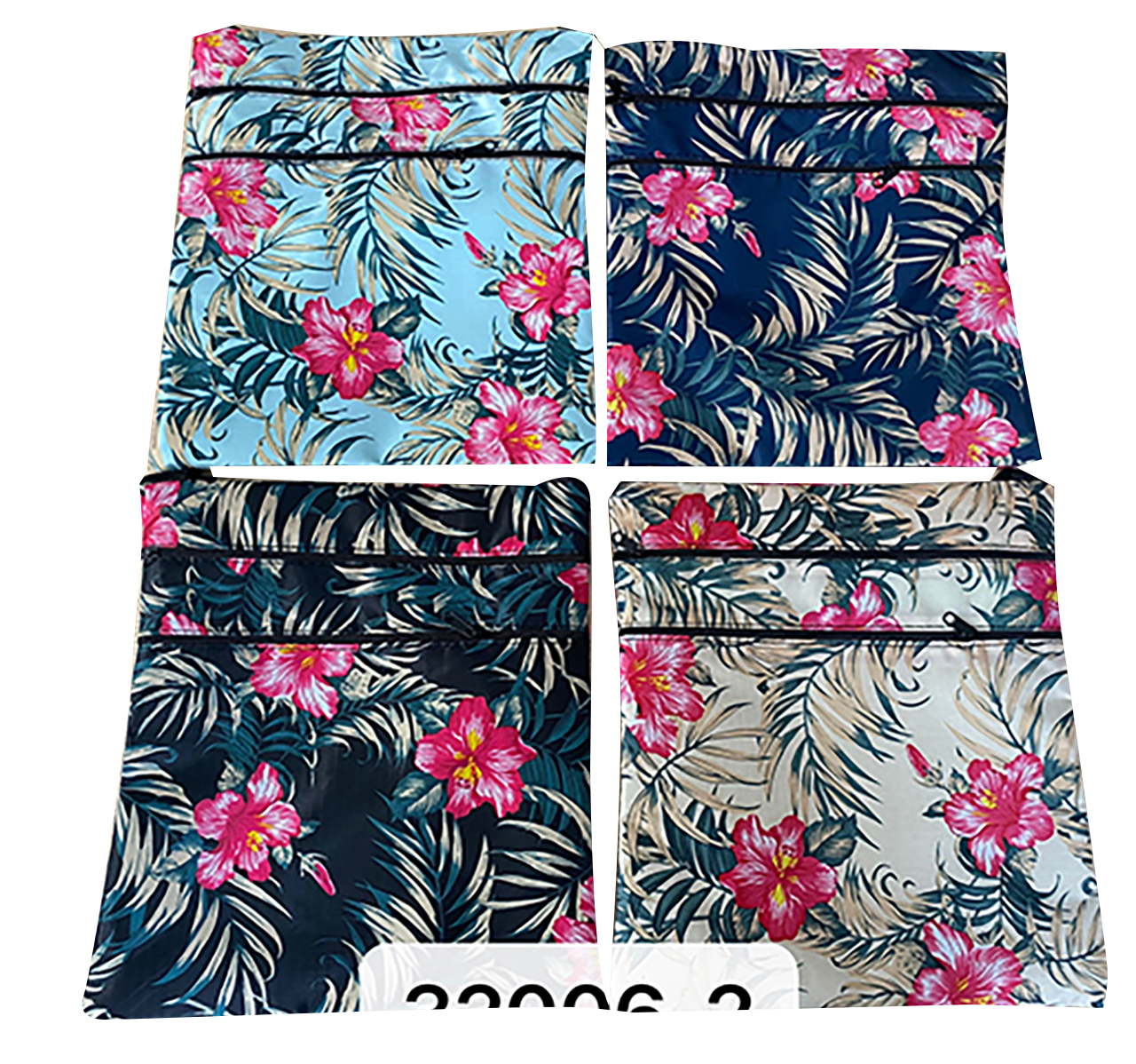 11"x9.5" Hibiscus Print Hawaiian Style Cross Body Bag, MOQ-6/pk