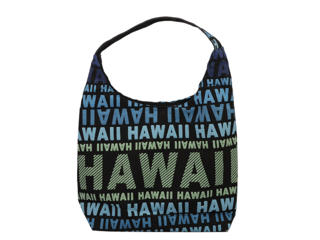 Teal "Hawaii" Print on Black Shoulder Bag, MOQ-4/pk