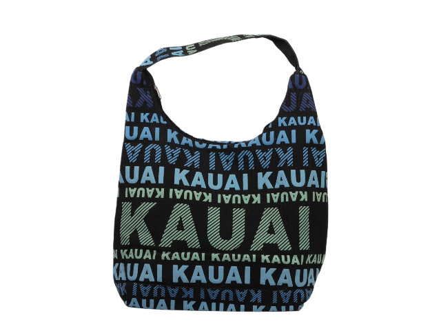 Teal "Kauai" Print on Black Shoulder Bag, MOQ-4/pk