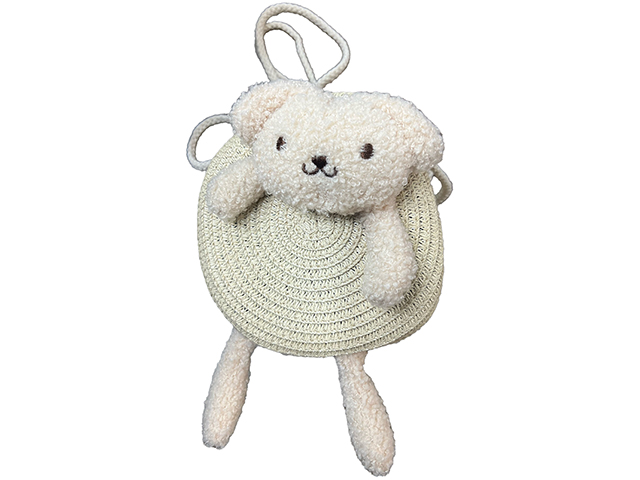 Teddy Bear White Straw Knitted Crossbody Bag 16x14x7cm, 30/case