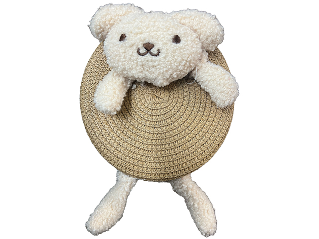 Teddy Bear Natural Straw Knitted Crossbody Bag 16x14x7cm, 30/cs - Click Image to Close