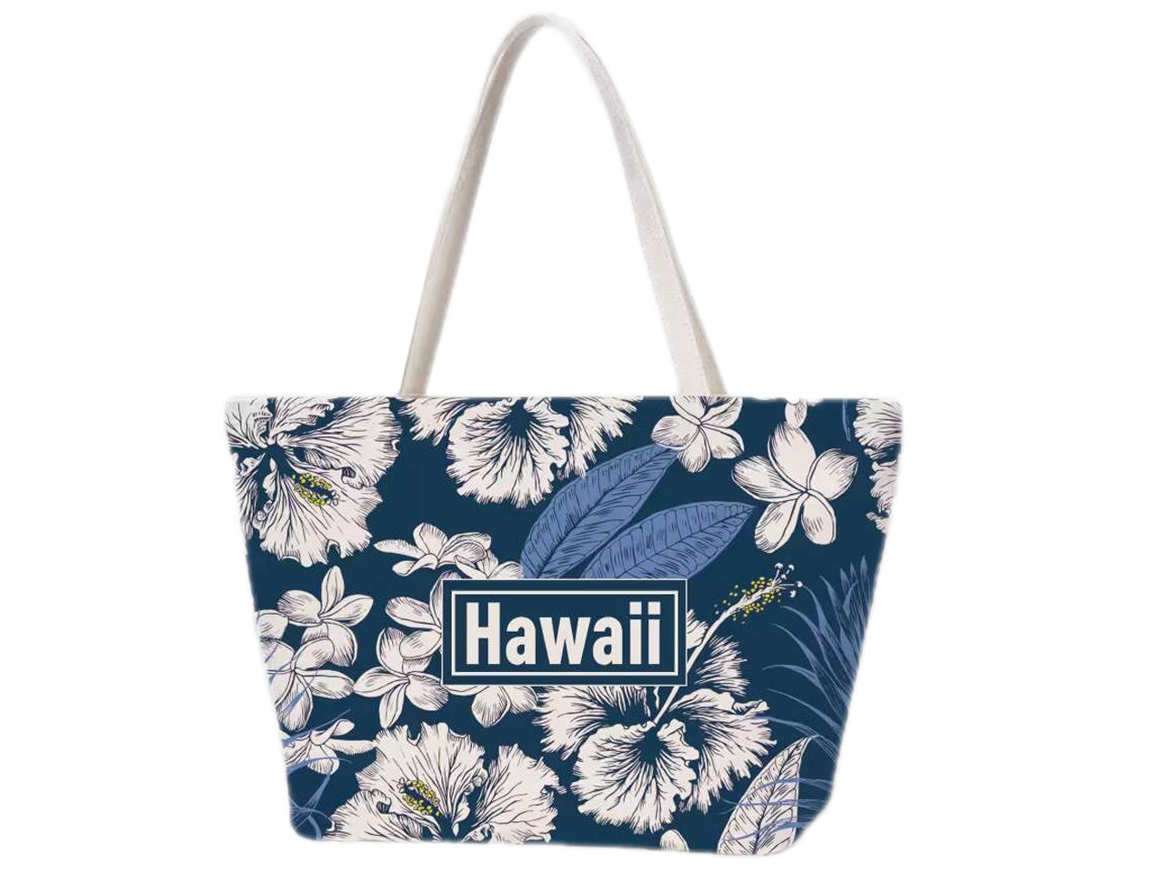 "Hawaii" Blue/White Floral Beach Tote Bag 17.75x13" 68/cs MOQ-6