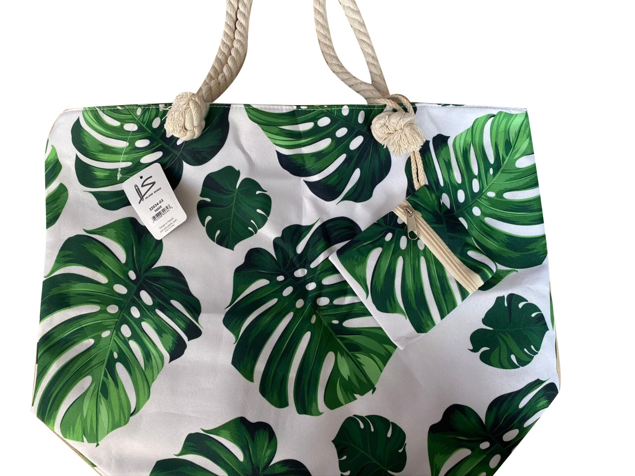 Monstera Leaf Print Polyester Cotton Tote Bag