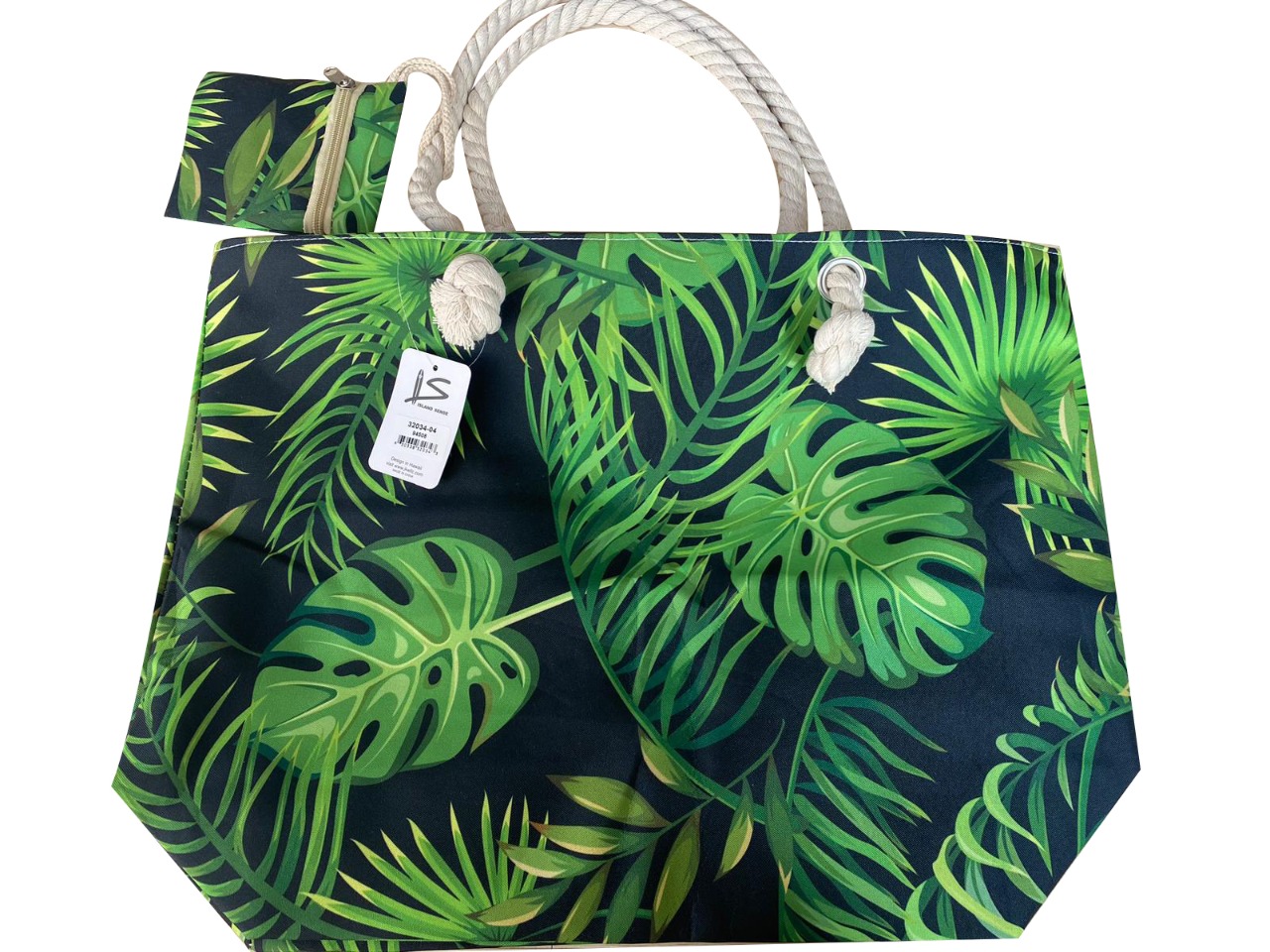 Monstera Leaf Print Polyester Cotton Tote Bag