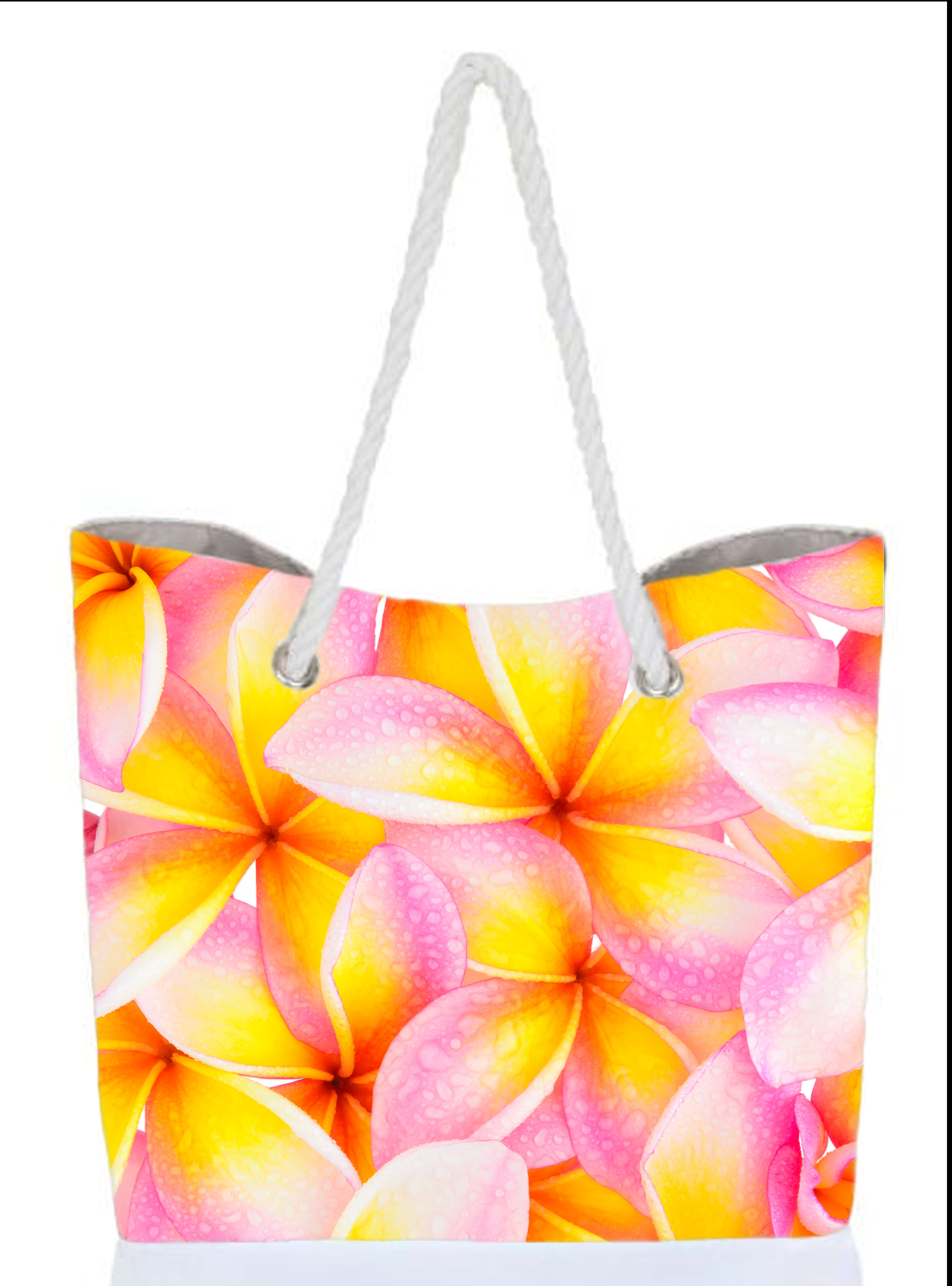 Tropical Floral Beach Tote Bag w/ Zipper 17x12x4", 25/Box, MOQ-4