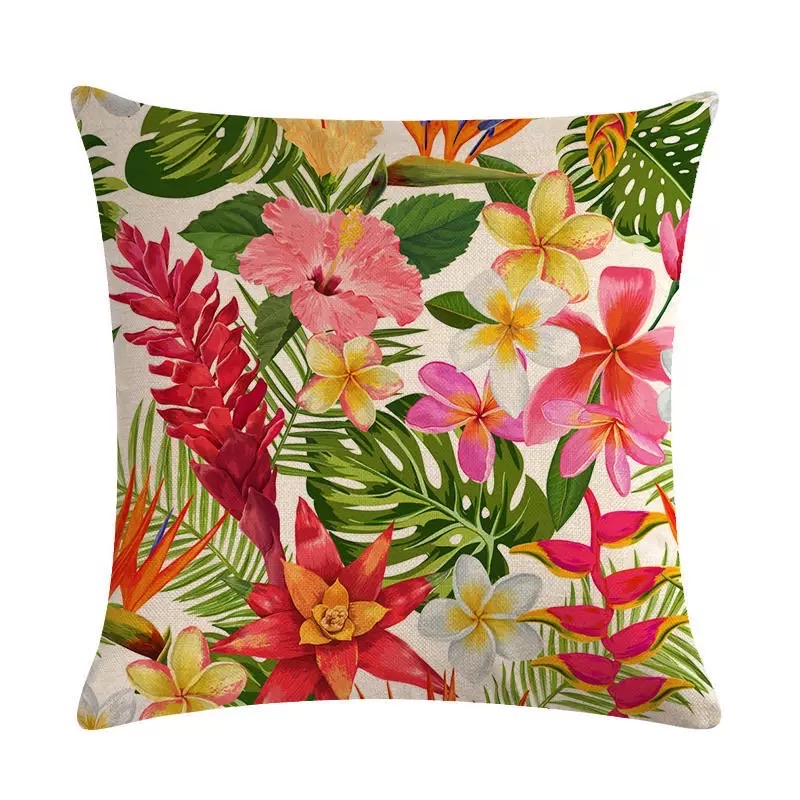 Hawaii Tropical Floral Print Cushion Pillowcase 18x18", MOQ-4/pk