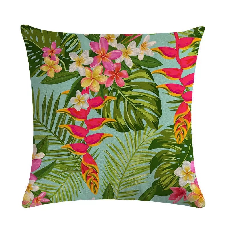 Hawaii Tropical Floral Print Cushion Pillowcase 18x18", MOQ-4/pk