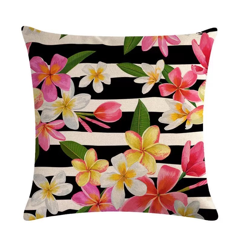 Hawaii Tropical Floral Print Cushion Pillowcase 18x18", MOQ-4/pk