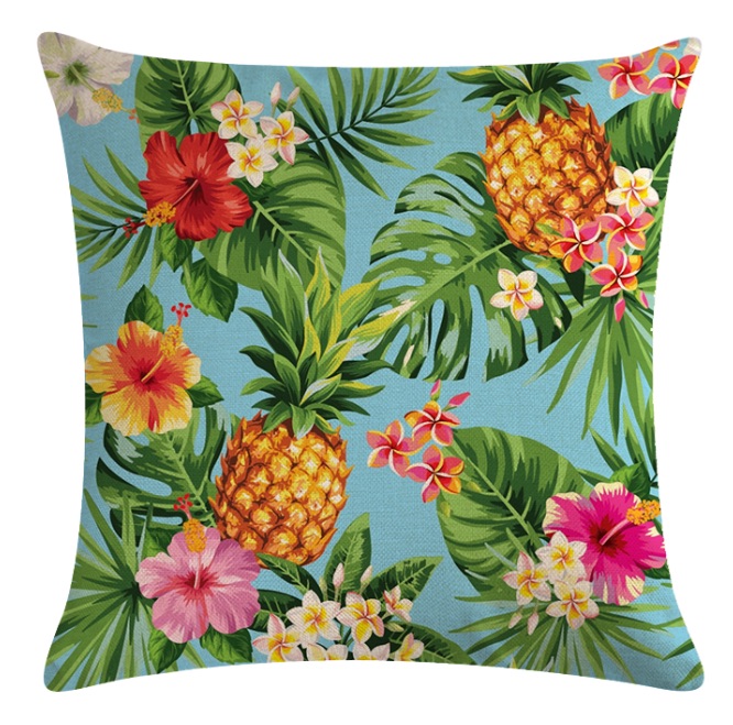 Hawaii Tropical Floral Print Cushion Pillowcase 18x18", MOQ-4/pk