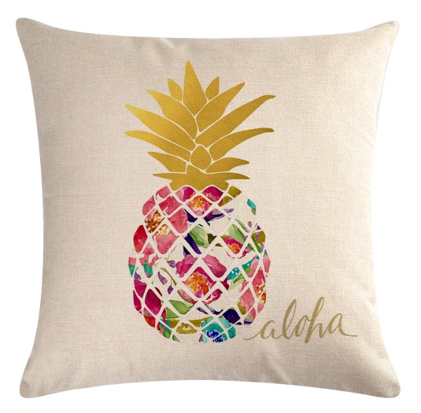 Hawaii Pineapple Print Cushion Pillowcase 18x18", 100/cs, MOQ-4