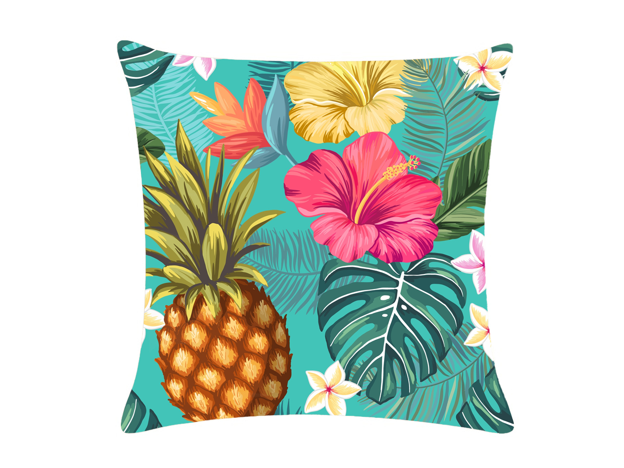 Tropical Floral Print Cushion Pillowcase 18x18", 100/cs, MOQ-4