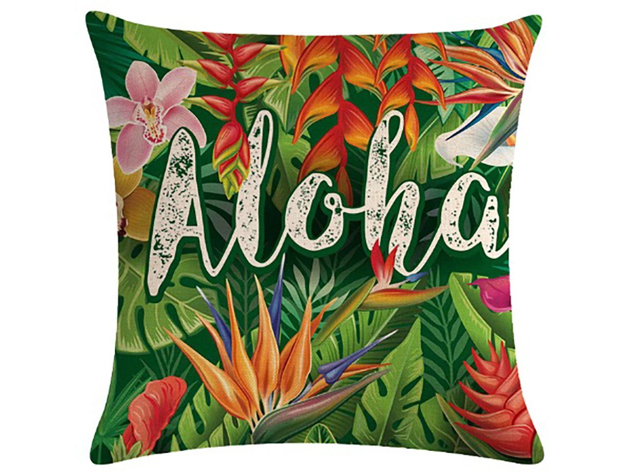 "Aloha" Tropical Floral Print Cushion Pillowcase 18x18", MOQ-4