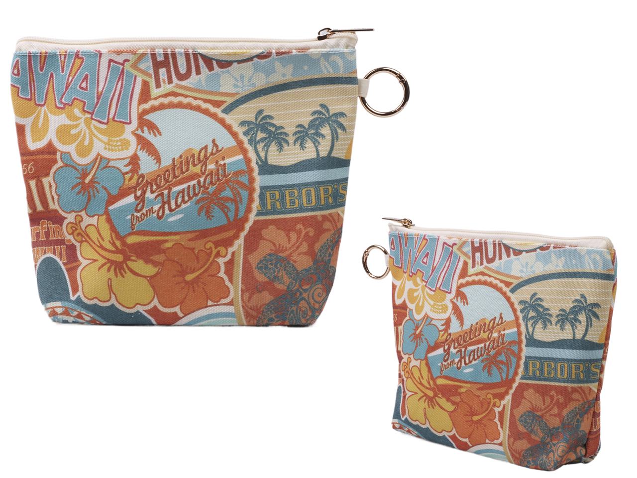 Aloha Hawaii Zipper Bag Wristlet w/ Ring 9x6.5x2" 114/cs, 6/bag