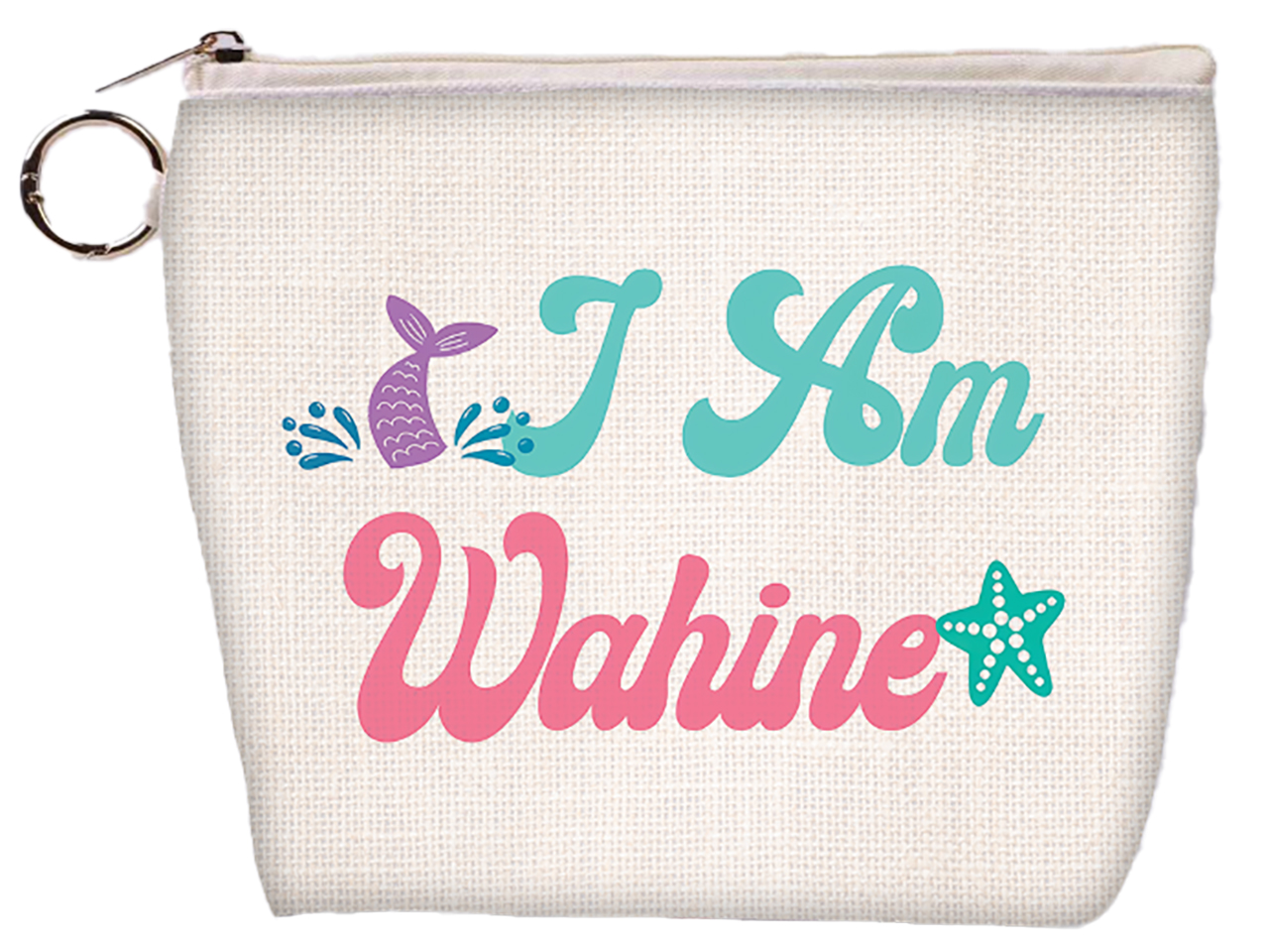 "I am Wahine" Zipper Bag Wristlet w/ Ring 9x6.5x2" 114/cs, 6/bag