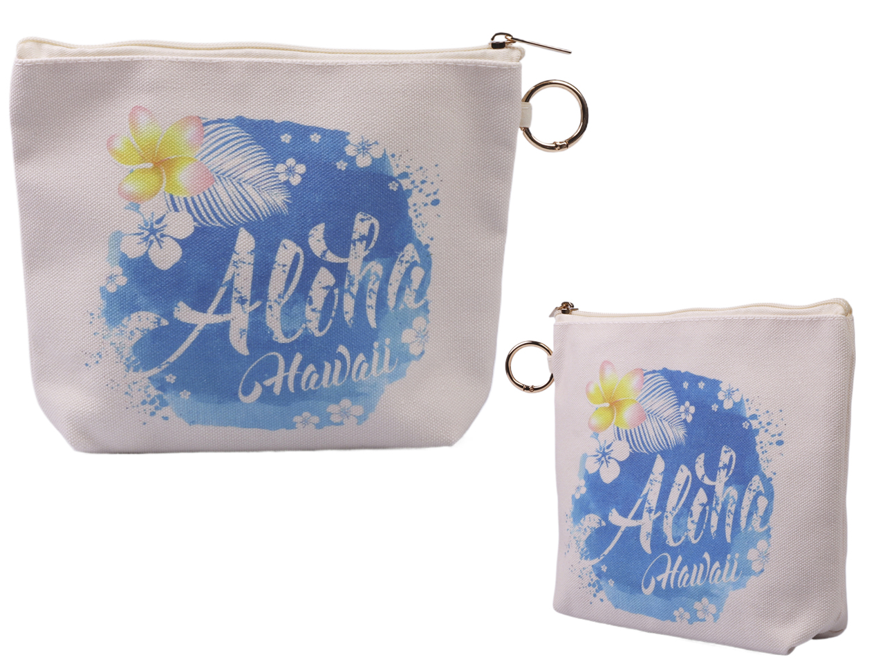 "Aloha Hawaii" Zipper Bag Wristlet w/ Ring 9x6.5x2" 114/cs, 6/pk