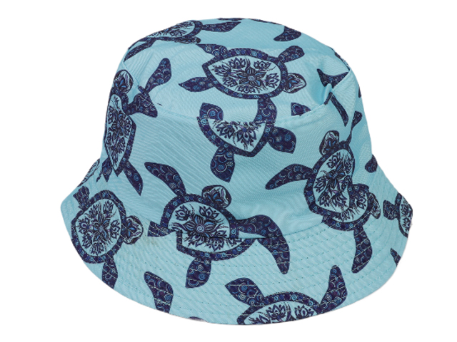 Light Blue Trible Turtle Print Bucket Hat