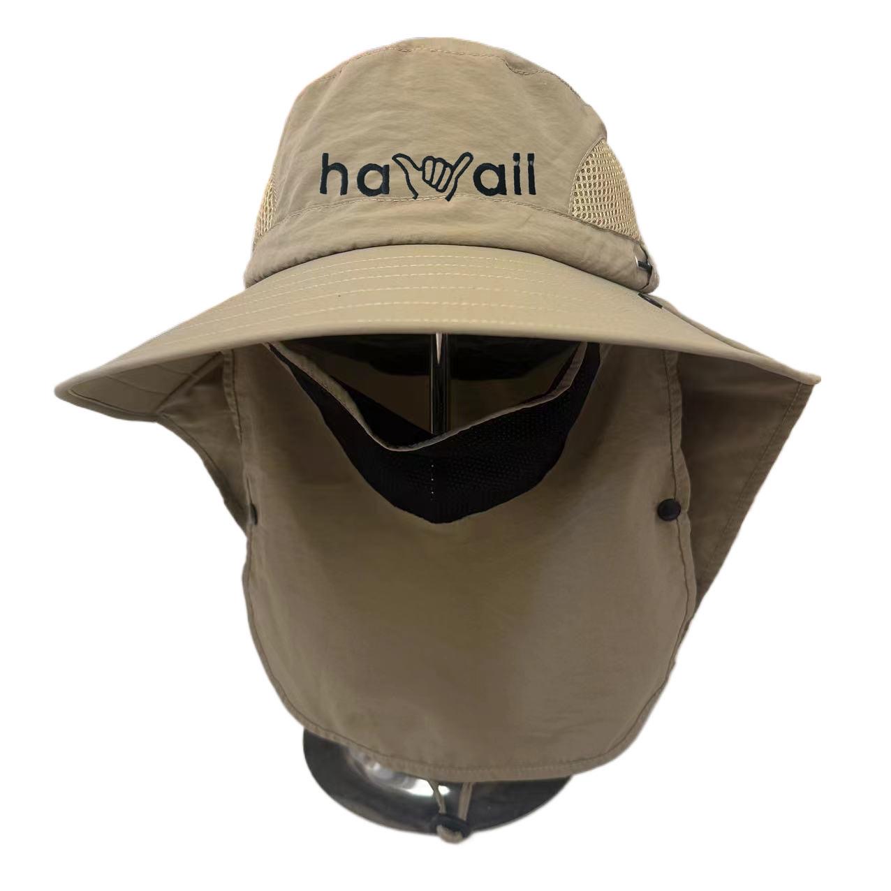 "Hawaii" Shaka Khaki Dry Fit Ranger Hat w/ Back Cover, MOQ-6/pk