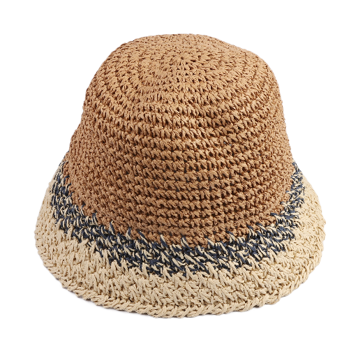 Tri Color Paper Straw Cloche Hat