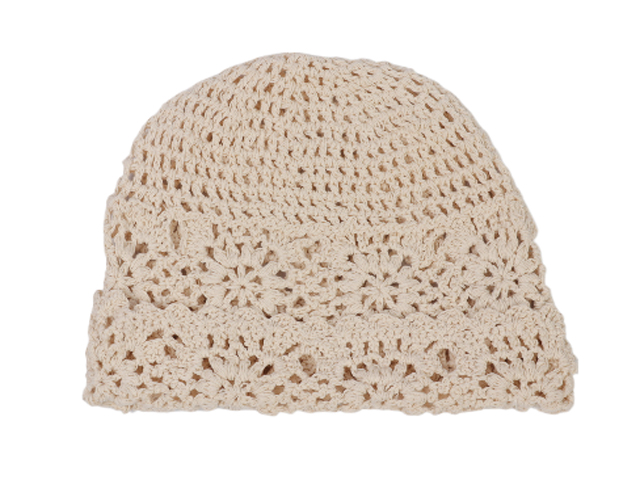 Cream Knitted Crochet Cloche Hat, MOQ-6/pk - Click Image to Close