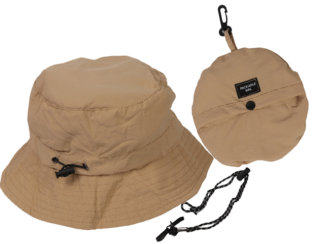 Dark Khaki Foldable Pouch Dry Fit Hat, MOQ-6/pk