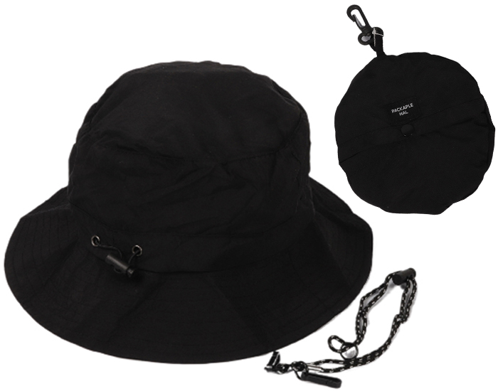 Black Foldable Pouch Dry Fit Hat, MOQ-6/pk