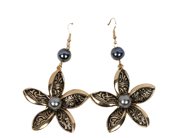 Plumeria Alloy Dangle Earrings, MOQ-6