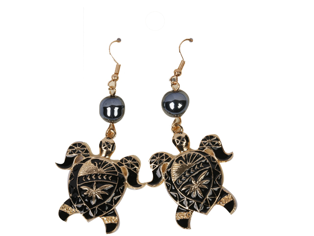 Sea Turtle Alloy Dangle Earrings, MOQ-6 - Click Image to Close