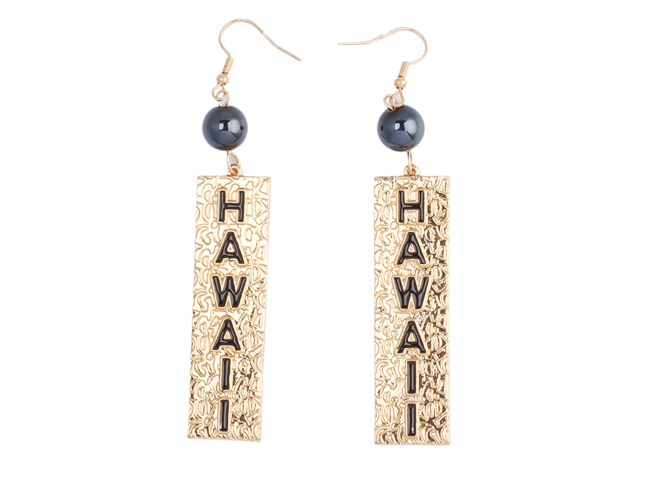 "HAWAII" Rectangle Gold Tone Alloy Dangle Earrings, MOQ-6