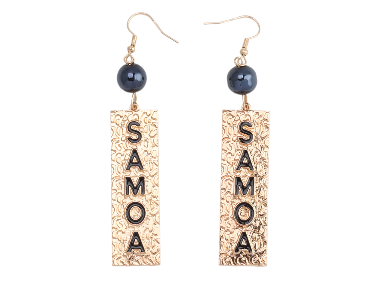 "SAMOA" Rectangle Gold Tone Alloy Dangle Earrings, MOQ-6 - Click Image to Close