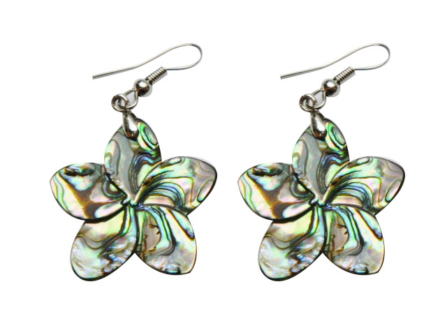 20mm Abalone Shell Plumeria Flower Earrings, MOQ-6pair/bag