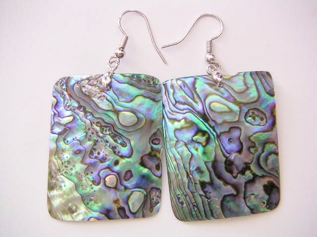 40mm Rectangle Paua Shell Earring