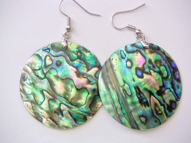 40mm Round Paua Shell Earring