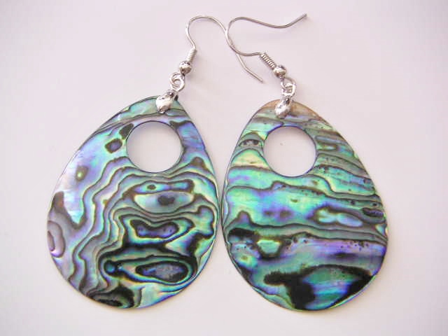 40mm Tear Drop Donut Paua Shell Earrring