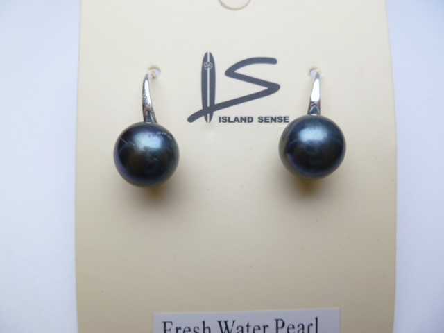 8-9mm Black Fresh Water Pearl Earring